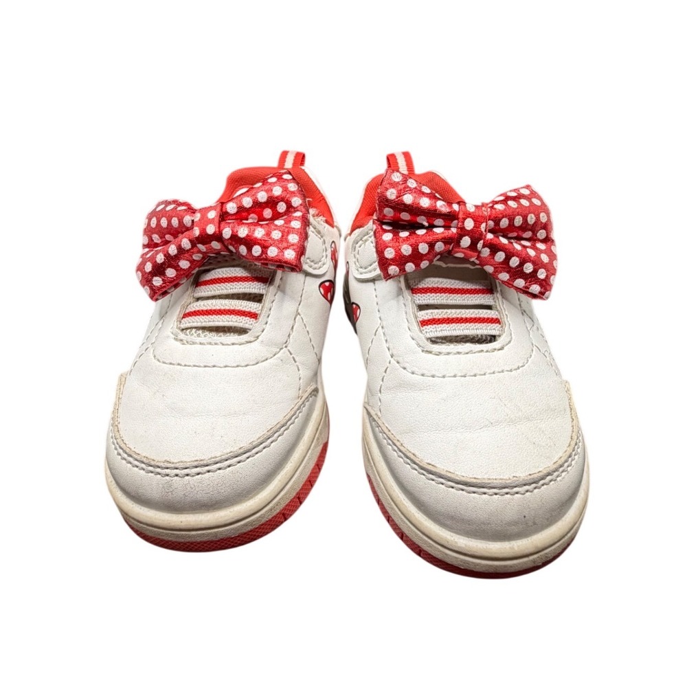 Disney Baby Minnie Mouse Sneakers Kids Size 5 White Red Good Polka Dot Bow